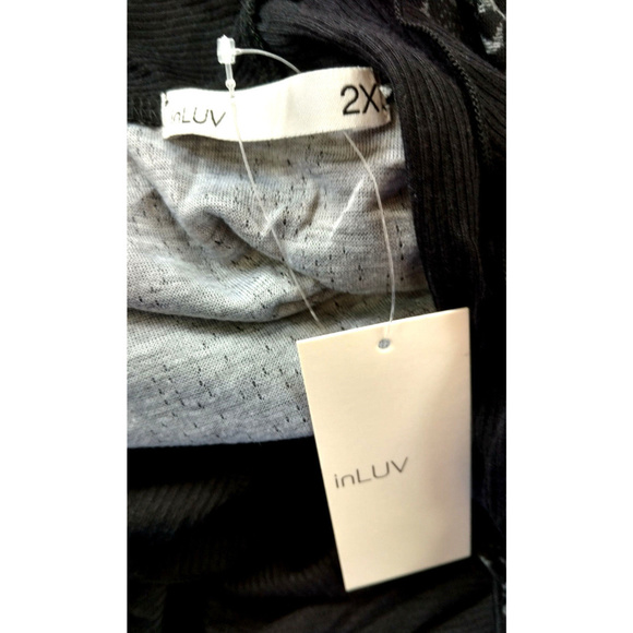 inLuv Cardigan Overpiece 2X Black Gray Ruffle - Picture 5 of 6